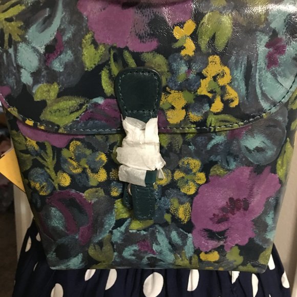 Vatoni Patricia Nash Blue Leather Floral Backpack - Showstopper NEW main image 2